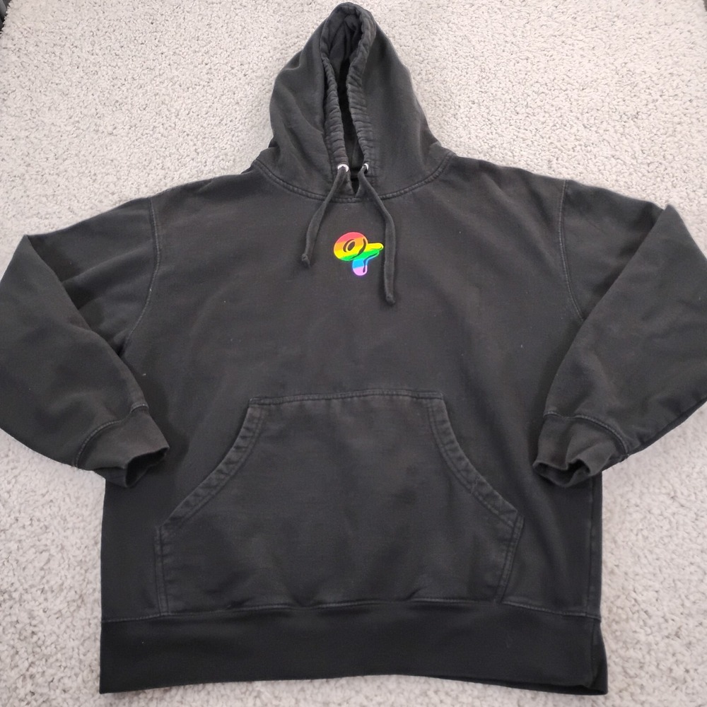 Odd Future Sweater Men Large Black Hoodie Sweatshirt Faded Hip Hop Rap Wolf Gang